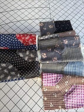 19 Vintage Hand Pieced Quilt Blocks Partial Quilt Panels (2 panels) 6” Cotton